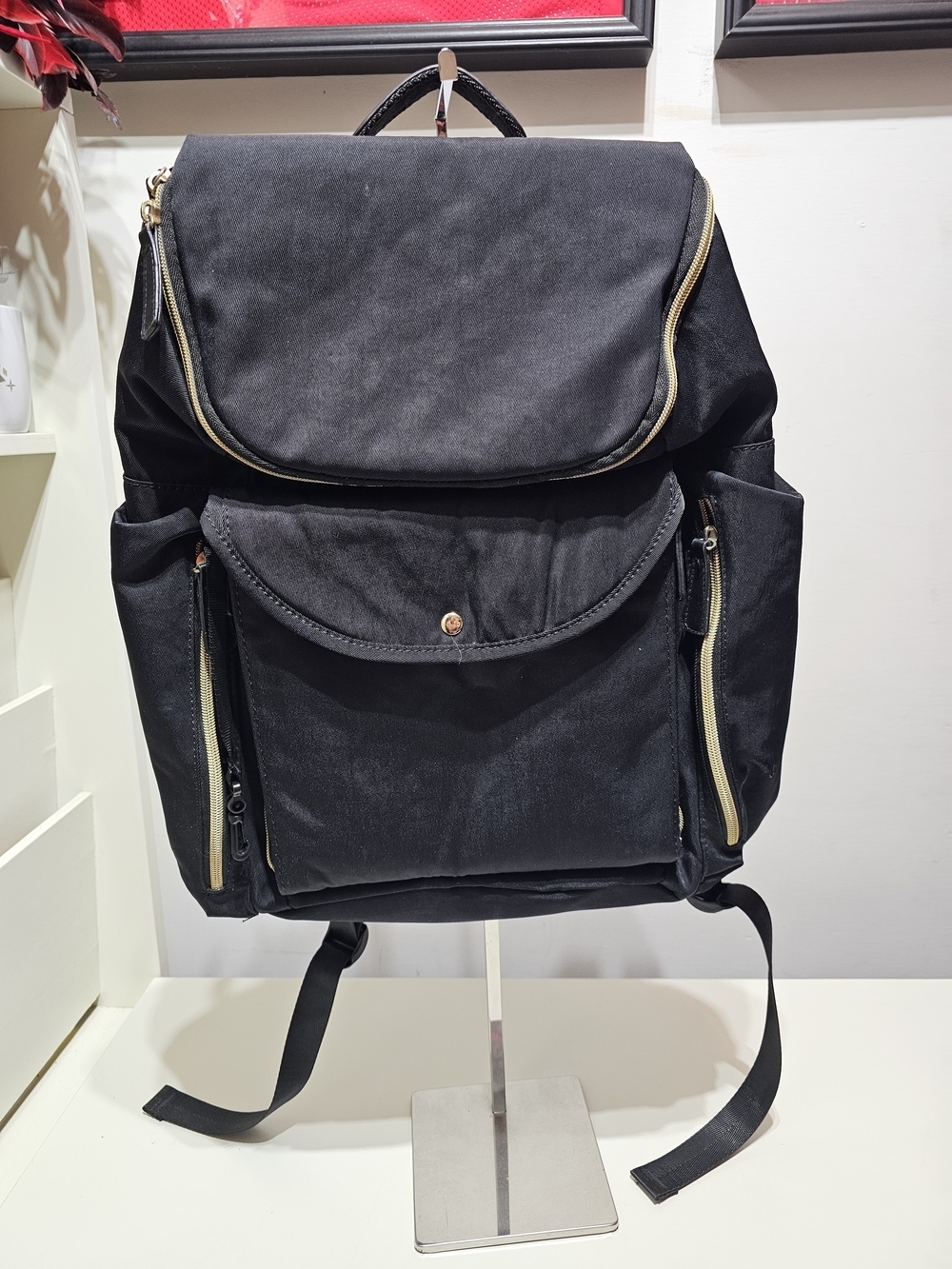 Black Canvas Diaper Bag Backpack - Classic